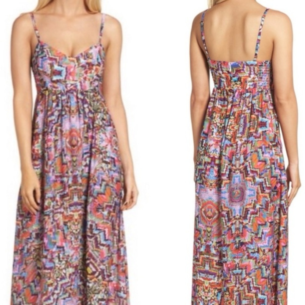 Felicity & Coco Purple Blue Ruched Tiered Maxi Sundress